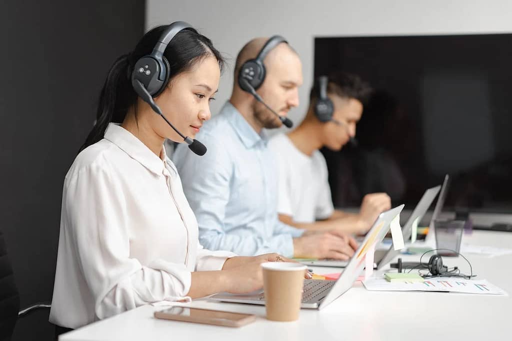 woman working in a call center