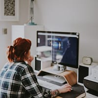 remote working woman browsing on the internet