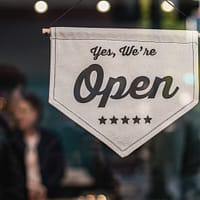 business license white open signage