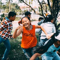 girl running while laughing