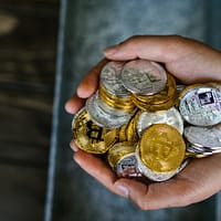 Person Holding Gold and Silver Coins