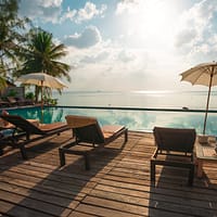 brown wooden lounge chairs on brown wooden dock during daytime