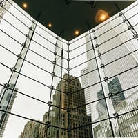 gray high-rise building at night time