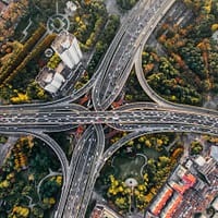 aerial photography of concrete roads