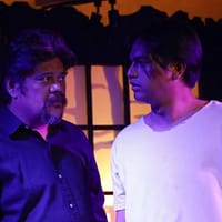 From left: Jamie Wilson (Jesus Christ) and Zach Pracale (Lucifer). The ANCIENT PRODIGAL premiered at Arte Pintura x Paco Creative Space, Ermita, Manila April 6, 2024. Photo by Jude Bautista.