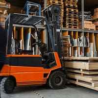 Warehouse- yellow and black fork lift