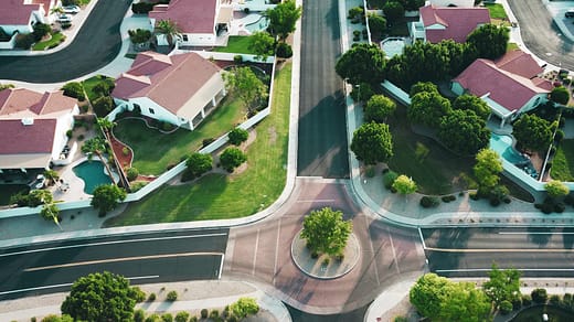 real estate business white-and-red houses