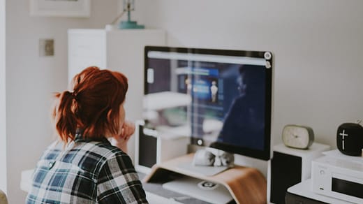 remote working woman browsing on the internet