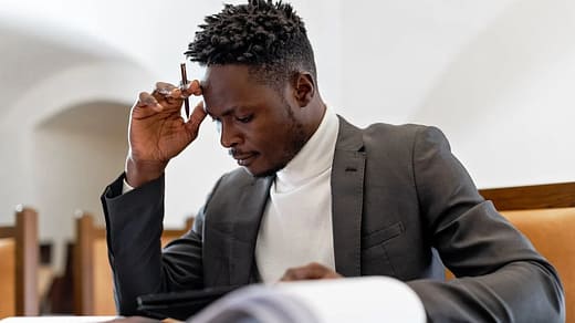 man sitting in a table while thinking