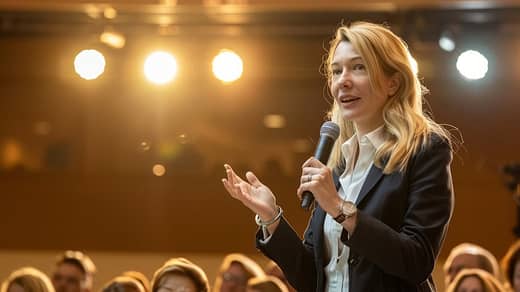 woman, speaker, microphone