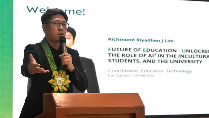 Richmond Riyadhen Lim, FEU Education Technology Coordinator, discussed best practices in the use of AI and its role in shaping the future of education in the Philippines.